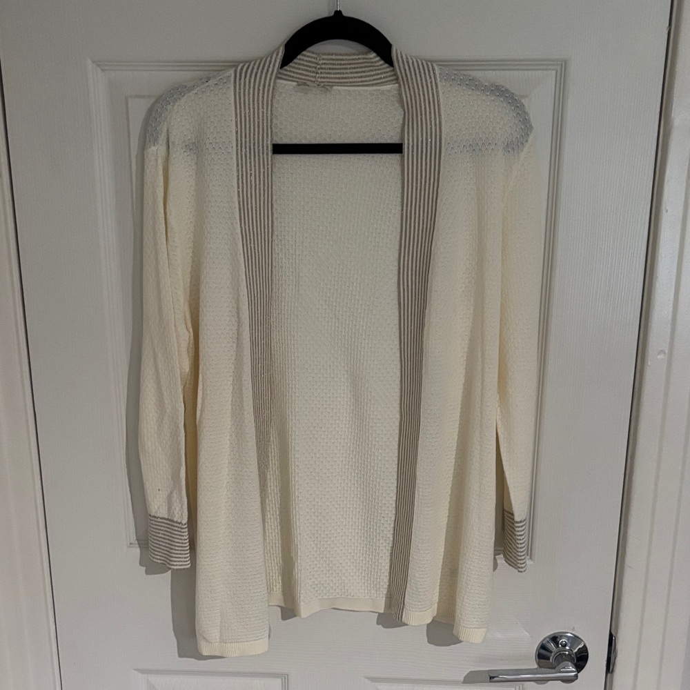 Talbots Cream and Gray Women's Cardigan